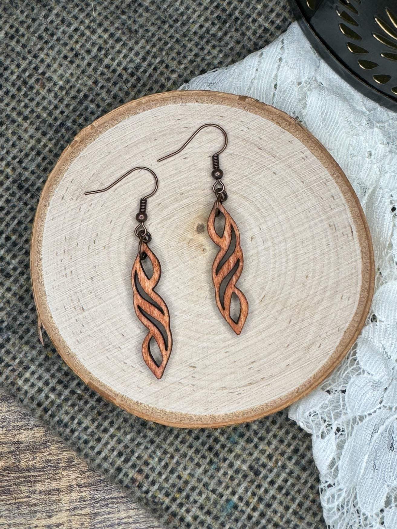 Wooden Earrings | Wooden Twist Earrings | Sophia Renee Designs